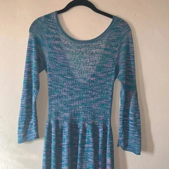 Free People Knit Marbled Blue Pink Midi Dress Size XS - Picture 8 of 9